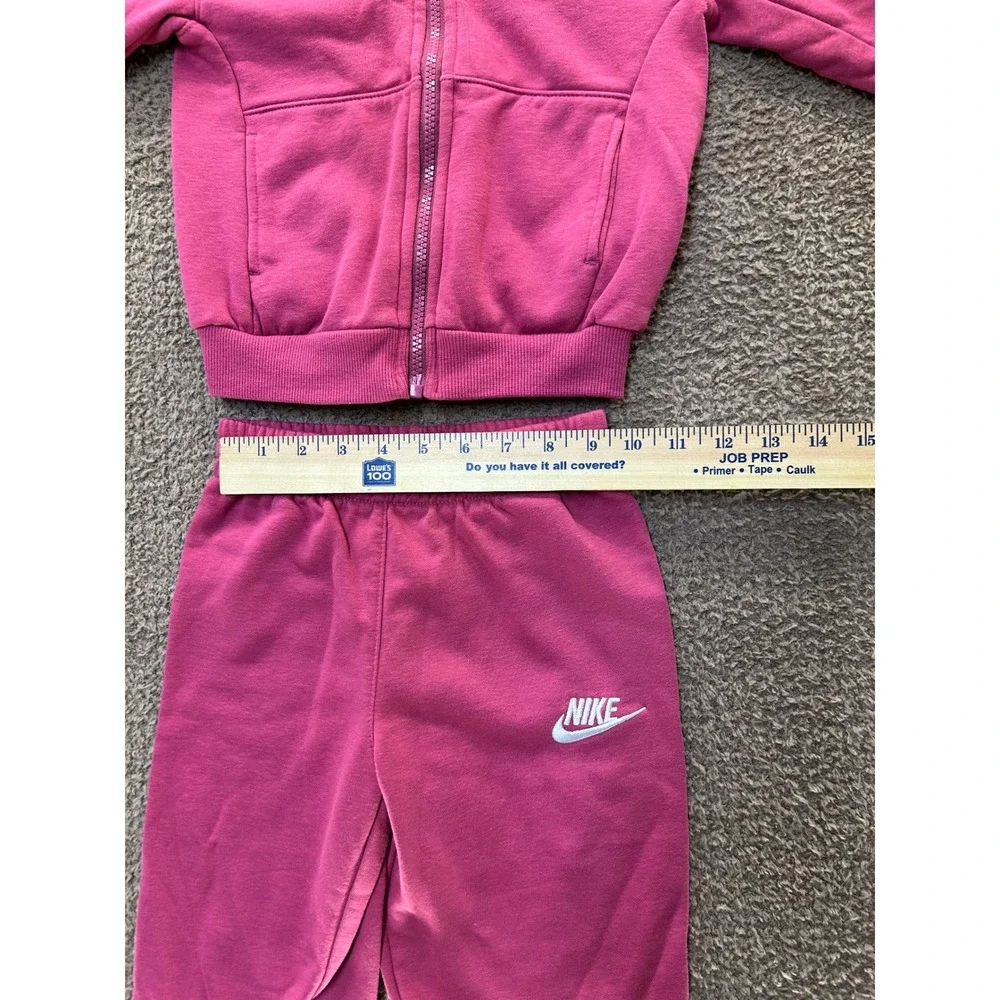 Nike Kids Berry Pink Fleece Tracksuit Full Zip Hoodie and Joggers Set Size 4-5Y